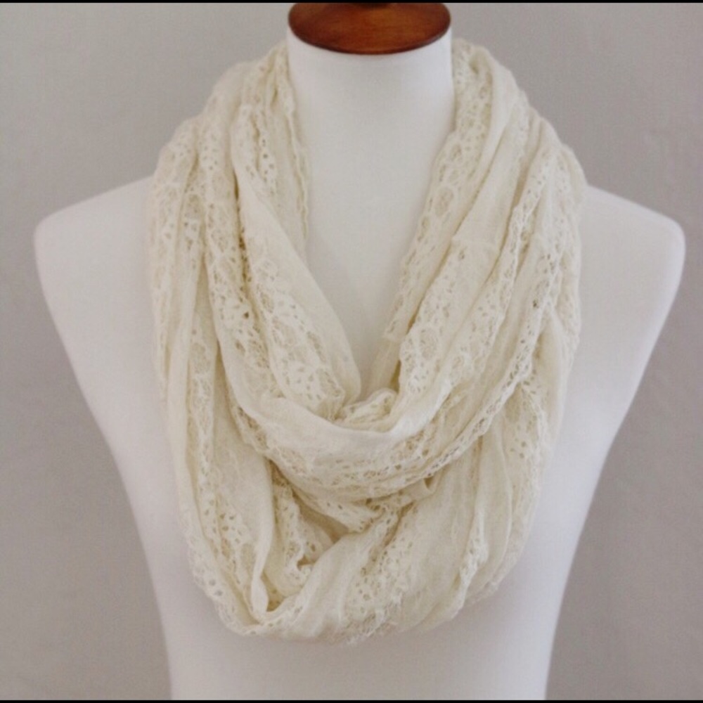 Ivory Lace Infinity Scarf